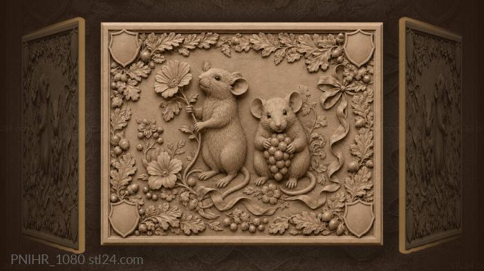 Mice with flowers and grapes 3d STL model