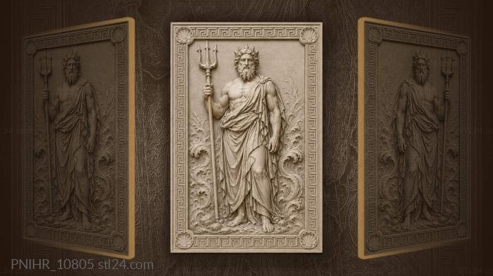Poseidon with upright trident majesty 3d STL model