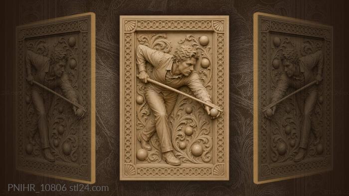 Pool player focused aim dynamic shot 3d STL model