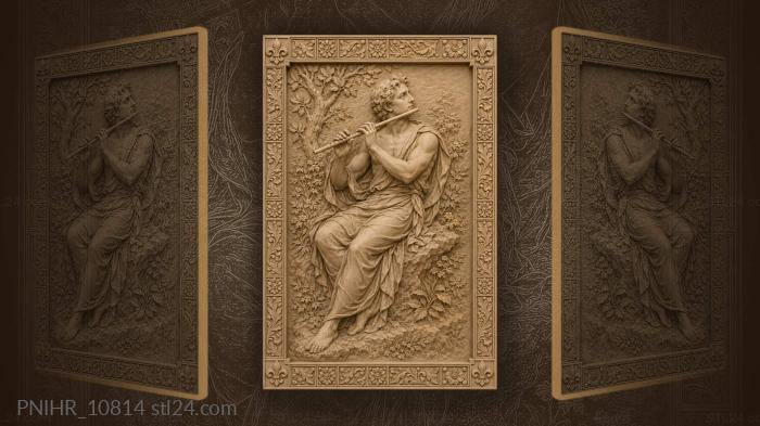 Flute player in flowing robes 3d STL model