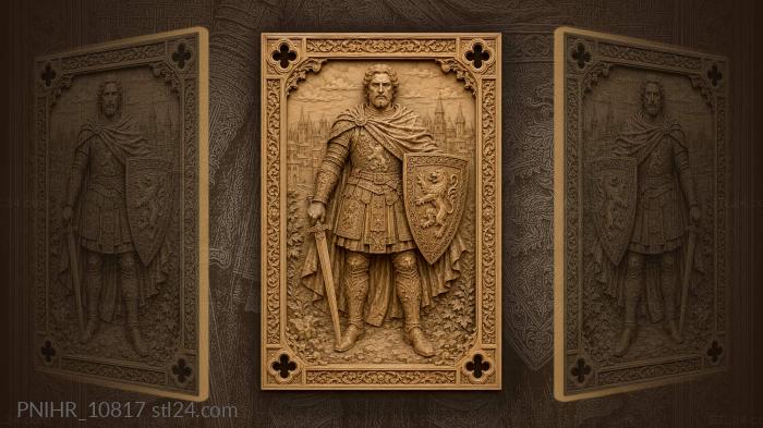 Soldier with a sword and lion shield 3d STL model