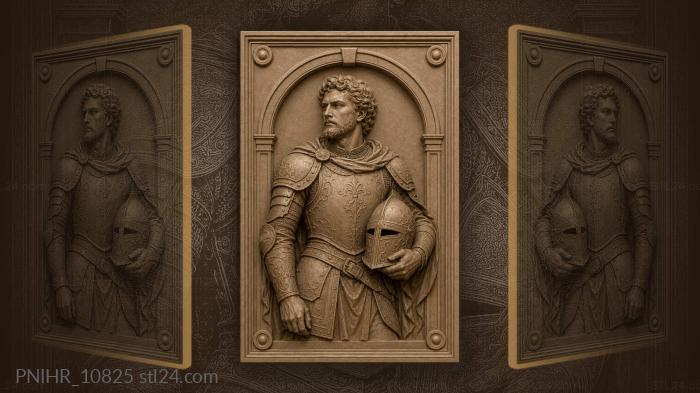 Knight holding his removed helmet 3d STL model