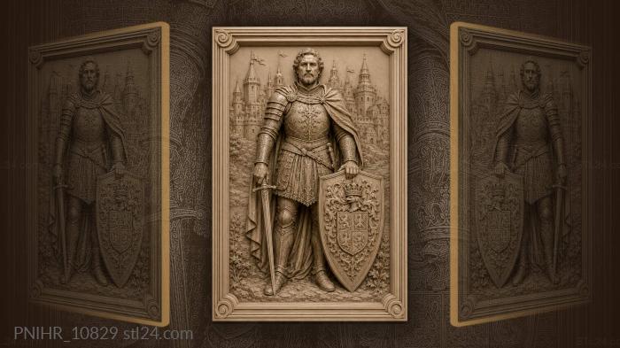 Swordsman with coat of arms shield 3d STL model
