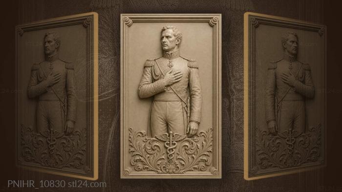Officer with sash above a caduceus 3d STL model