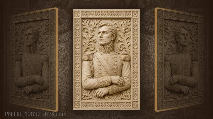 Uniformed bust among floral rosettes · Napoleon Bonaparte 3d STL model