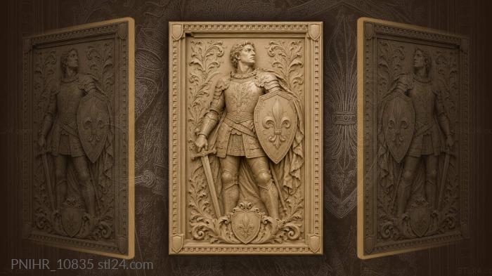 Warrior with fleur de lis shield 3d STL model