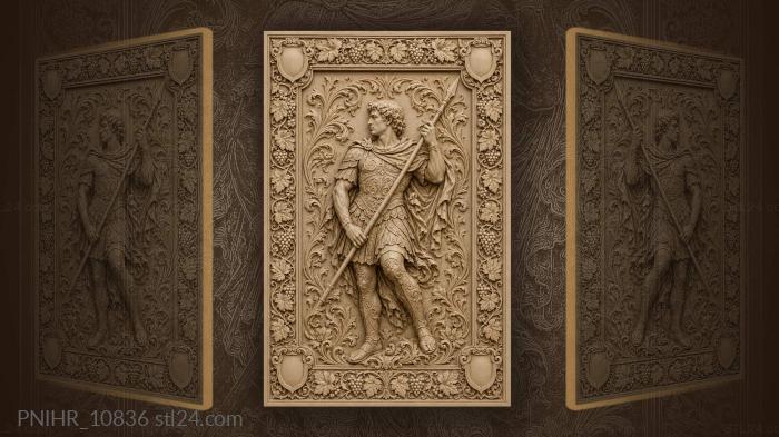 Spearman striking upward among foliage 3d STL model