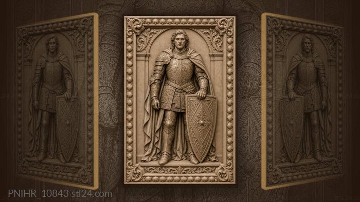 Fighter with patterned shield at his side 3d STL model