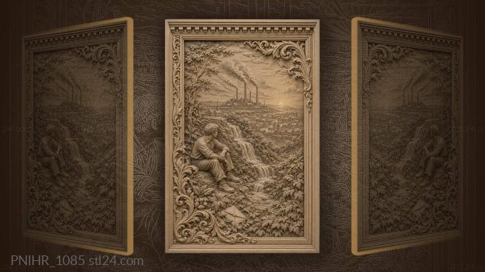 Sunset city with distant waterfall 3d STL model