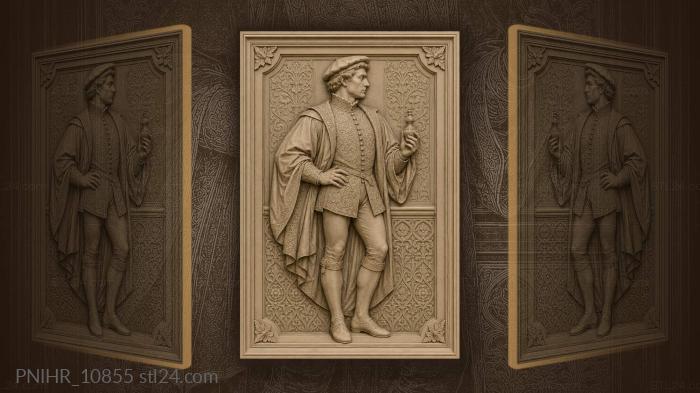 Bereted nobleman displays a small keepsake 3d STL model