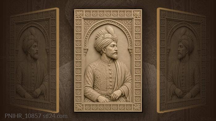 Man in plumed turban and robe 3d STL model