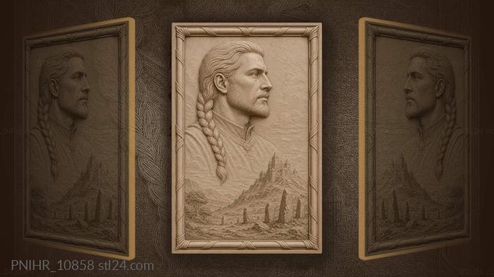 Warrior with castle landscape below 3d STL model