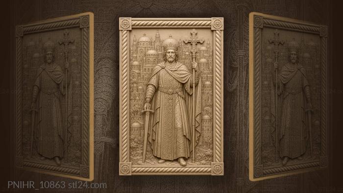 Noble warrior with cityscape backdrop 3d STL model