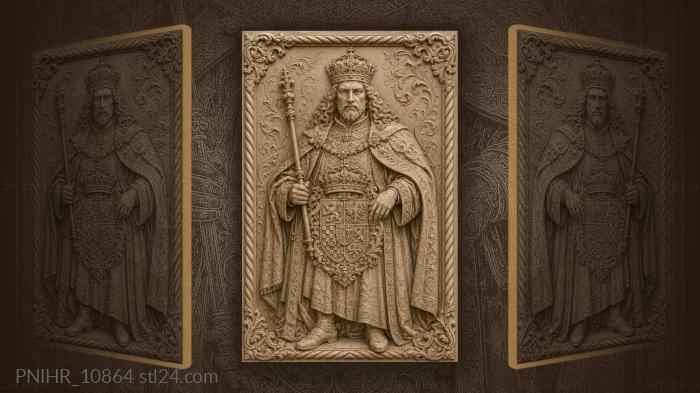 Coat of arms amid cascading curls 3d STL model
