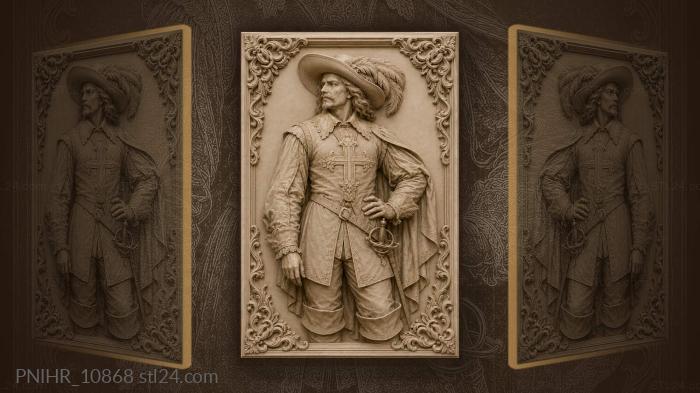 Noble musketeer with feathered hat 3d STL model