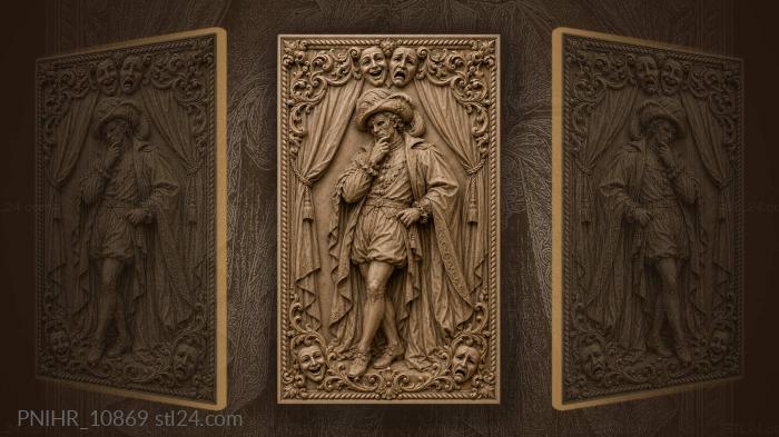 Theatrical man with mask and curtains 3d STL model