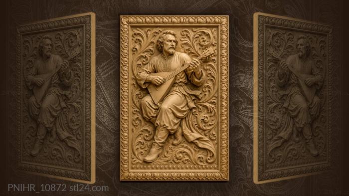 Balalaika player in folk coat 3d STL model