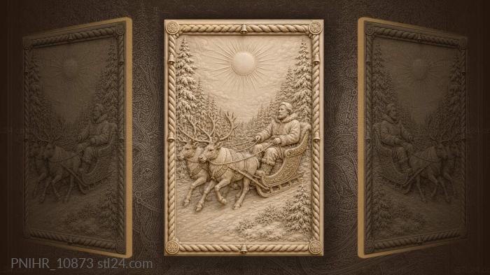 Winter sleigh ride sunny landscape 3d STL model