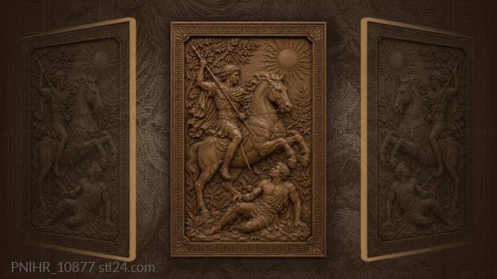 Horseman with spear beneath the sun 3d STL model