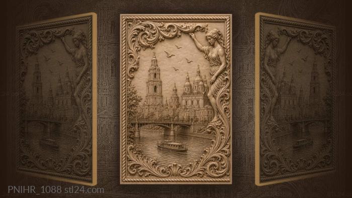 Astrakhan city view with river bridge 3d STL model