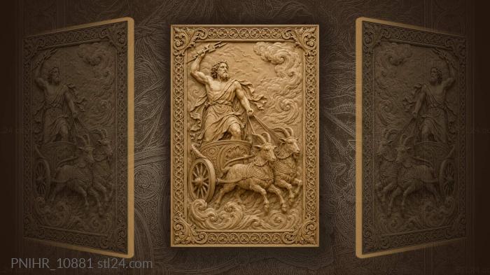 God in chariot with goats 3d STL model