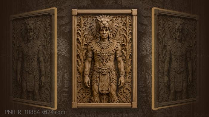 Jaguar headdress with sun symbol 3d STL model