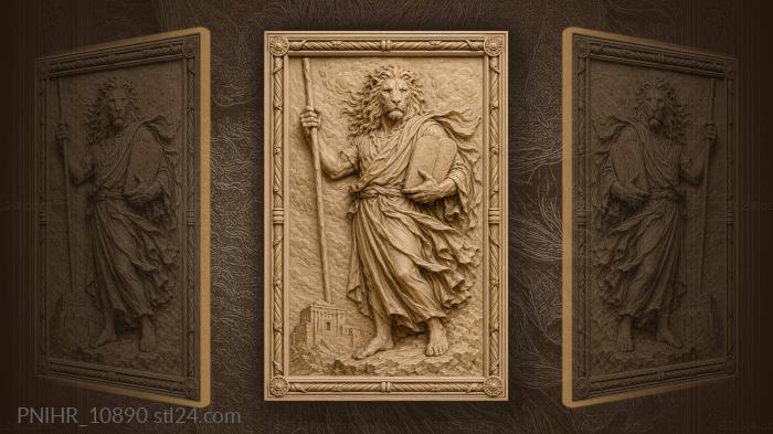 Lion head with two stone tablets 3d STL model