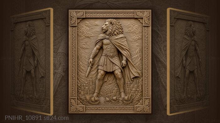 Lion headed man holding a dagger 3d STL model