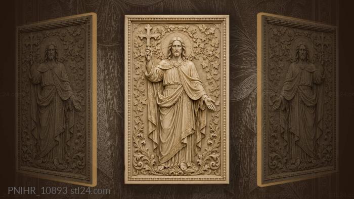 Jesus Christ blessing while holding a cross 3d STL model