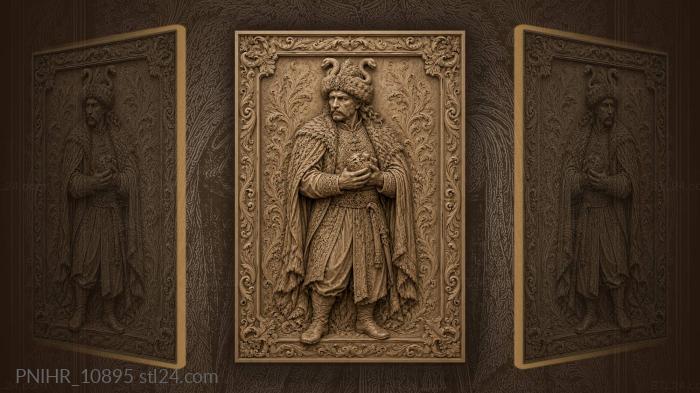 Man in horned fur hat 3d STL model