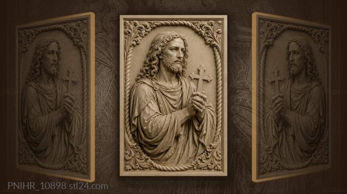 Jesus Christ holding out a cross 3d STL model
