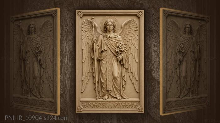 Angel with staff and white flowers 3d STL model