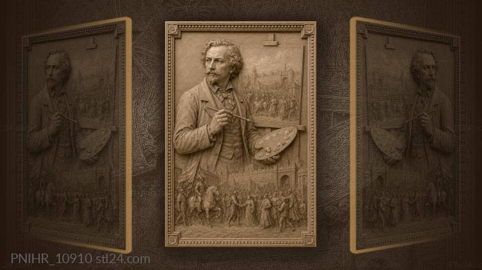 Jan Matejko painting a historical procession 3d STL model