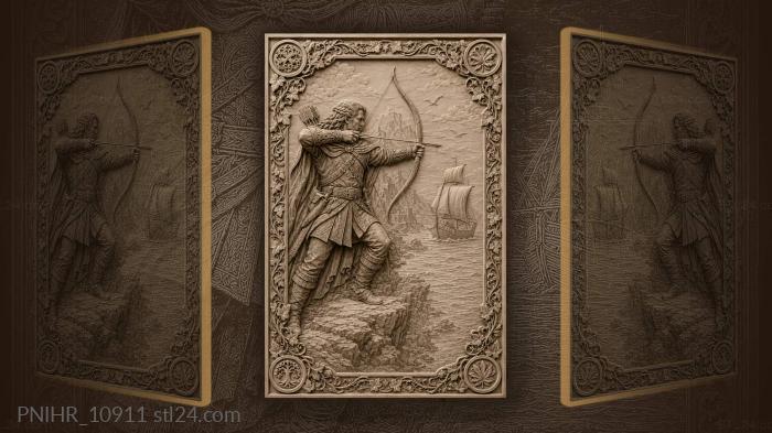 Archer and ship on water 3d STL model