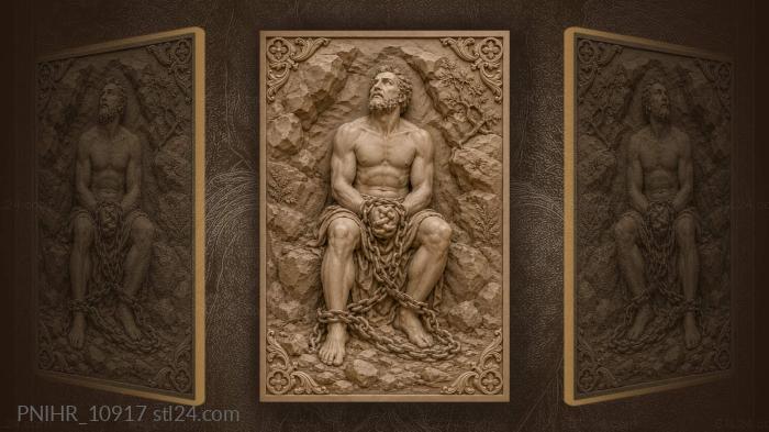 Bound man with rocky landscape 3d STL model
