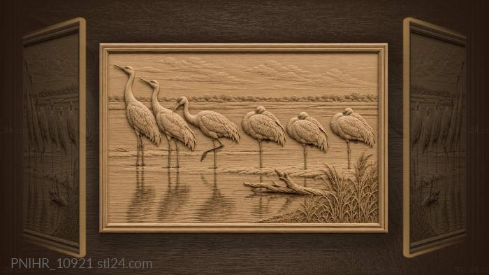 Roosting cranes stir beside the sandbar 3d STL model