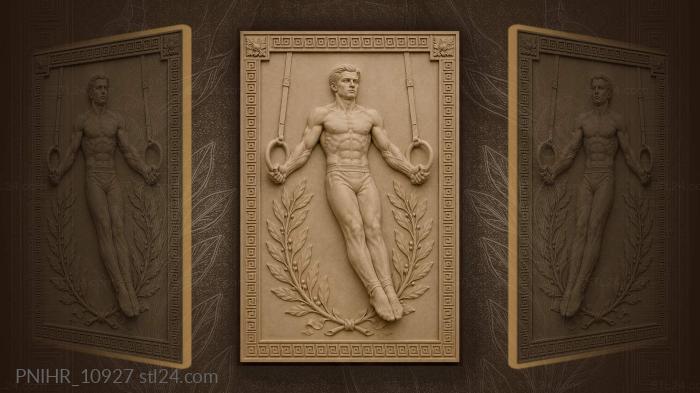 Gymnast with laurel branches strength 3d STL model