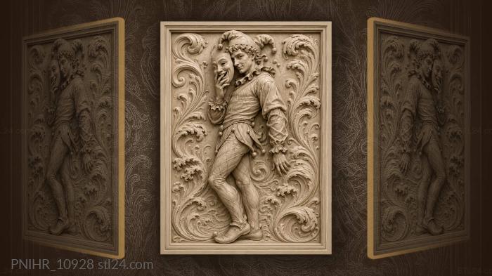 Harlequin with theatrical mask smile 3d STL model