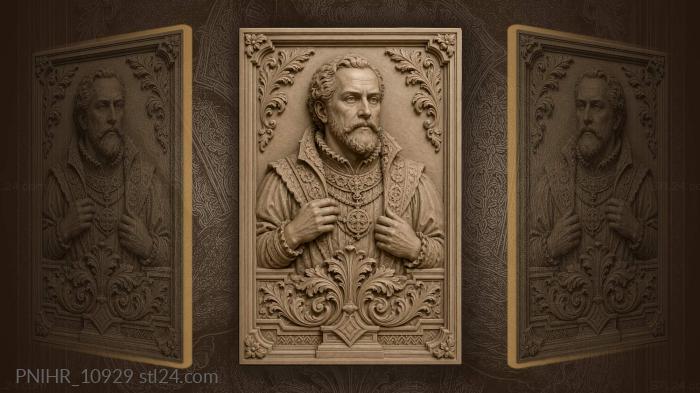 Stern man with medallion and foliage 3d STL model