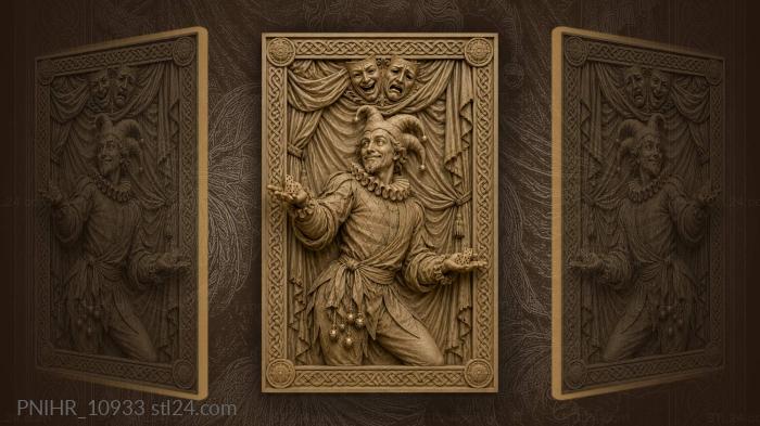 Harlequin with dice before the stage curtain 3d STL model
