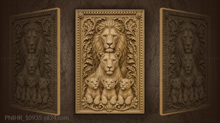 Lioness sheltered by the pride leader 3d STL model