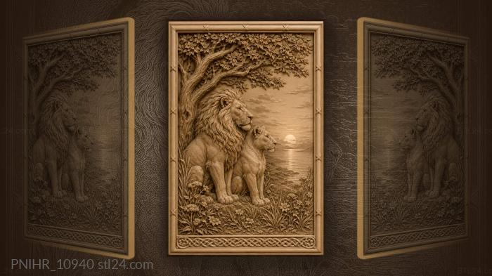Lions at sunset golden hour 3d STL model