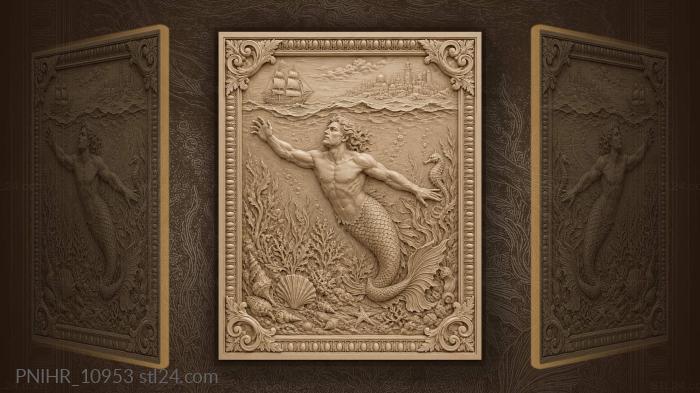 Merman swims towards distant shores 3d STL model