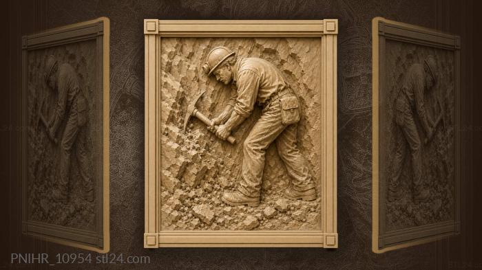 Miner at work striking stone 3d STL model