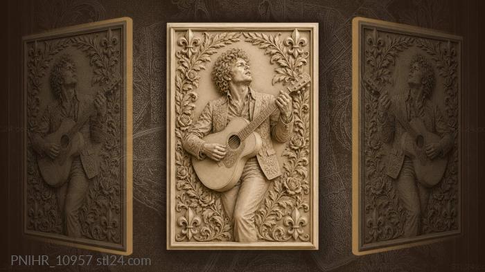 Marc Bolan singing with his guitar 3d STL model