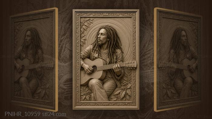 Bob Marley playing his guitar 3d STL model