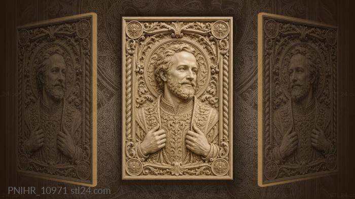 Man in an ornate robe with a halo 3d STL model