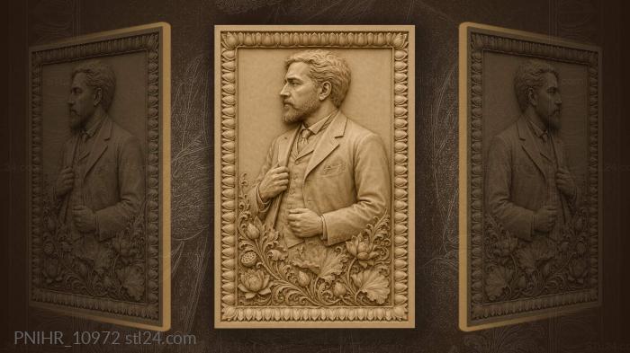 Claude Monet adjusts his jacket by lotus flowers 3d STL model