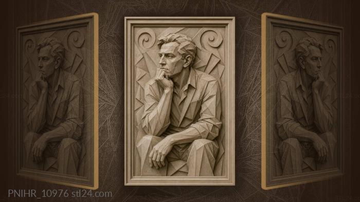 Rodins Thinker in cubist style 3d STL model