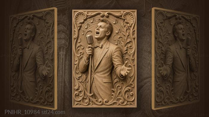 Elvis Presley sings at a vintage microphone 3d STL model